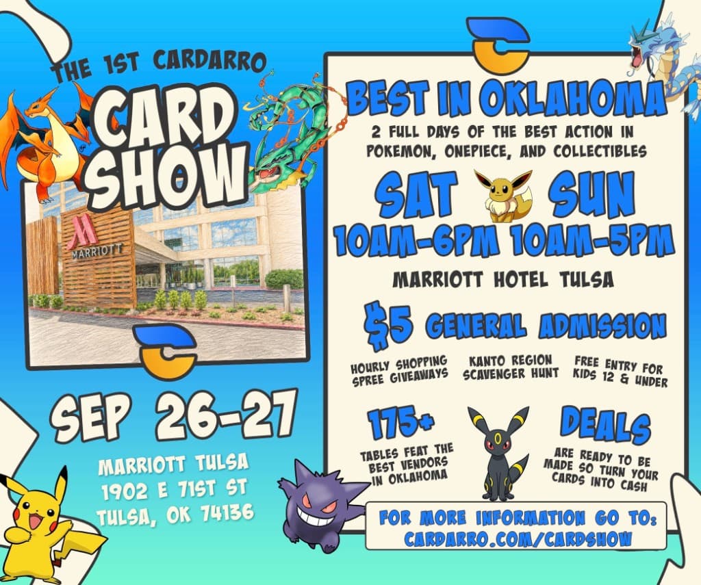 The 1st Cardarro Card Show — Best in Oklahoma, Sept 26-27, Marriott Hotel Tulsa
